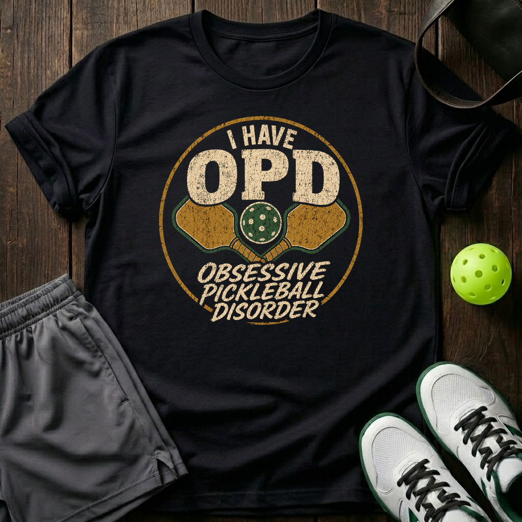 I Have Opd Obsessive Pickleball Disorder T-Shirt — Black