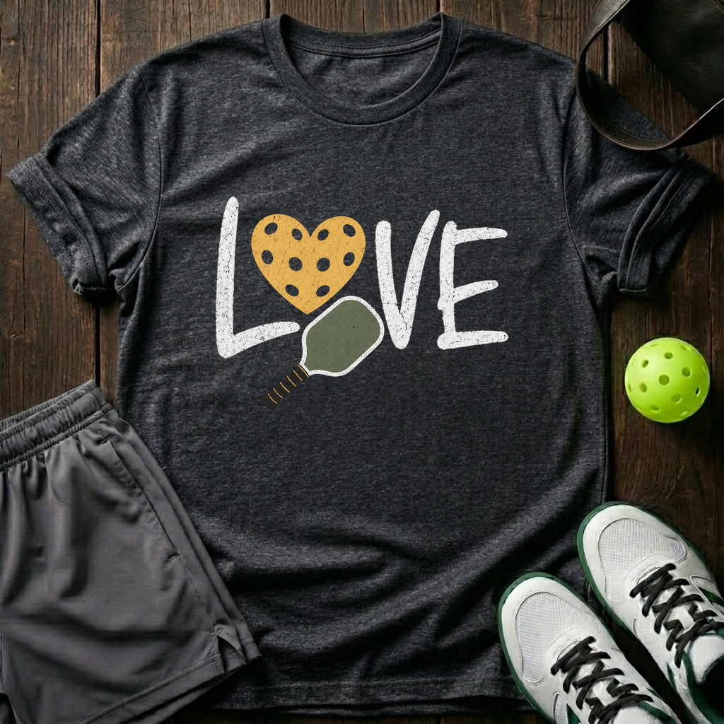 Love Pickleball T-Shirt — Dark Heather