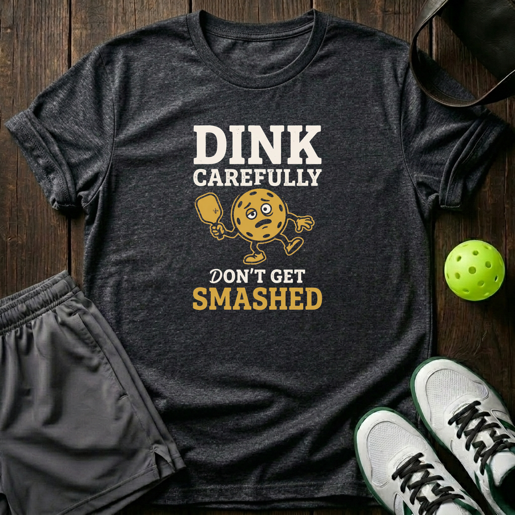 Dink Carefully Dont Get Smashed T-Shirt — Dark Heather
