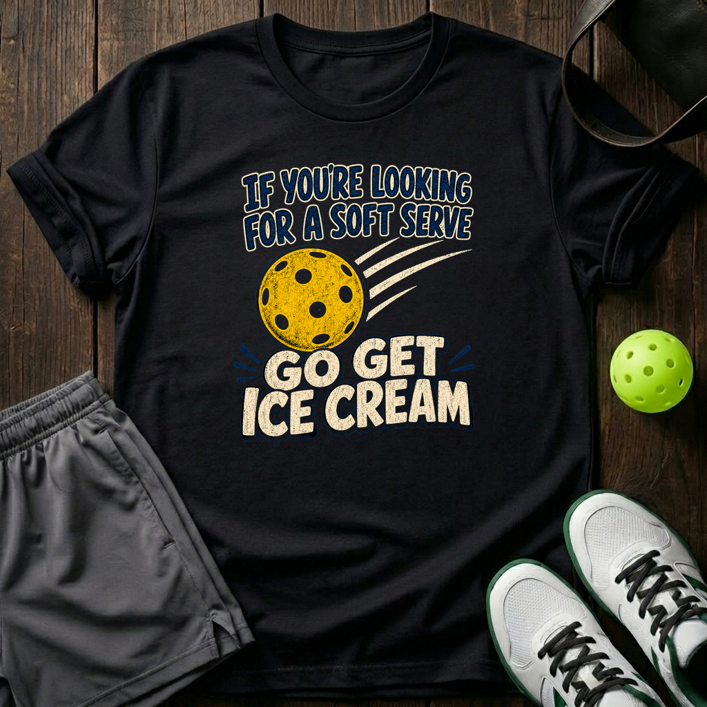 Go Get Ice Cream Pickleball T-Shirt — Black