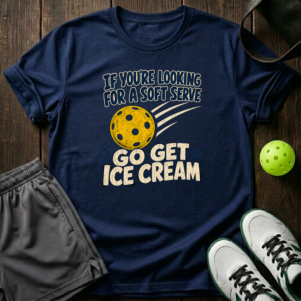 Go Get Ice Cream Pickleball T-Shirt — Navy