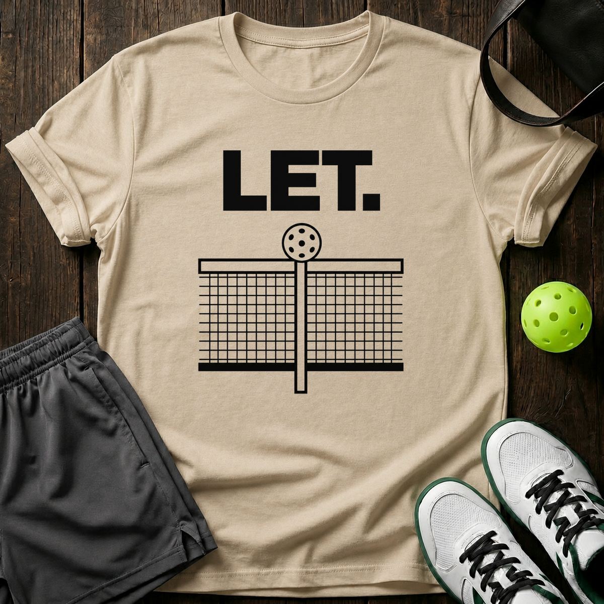 Let Pickleball Net T-Shirt — Sand