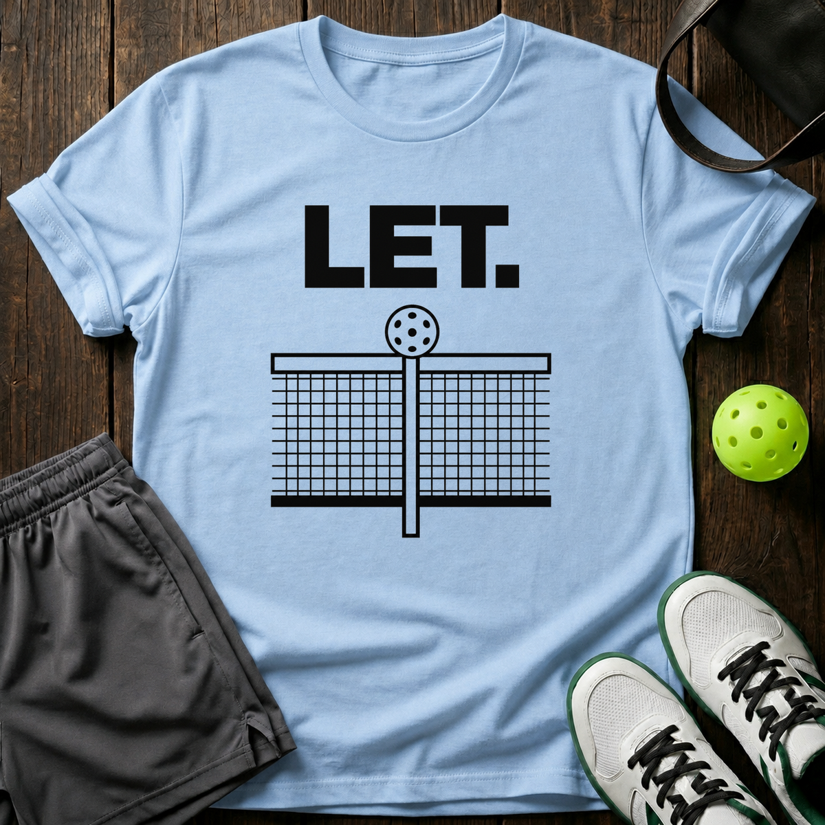Let Pickleball Net T-Shirt — Light Blue