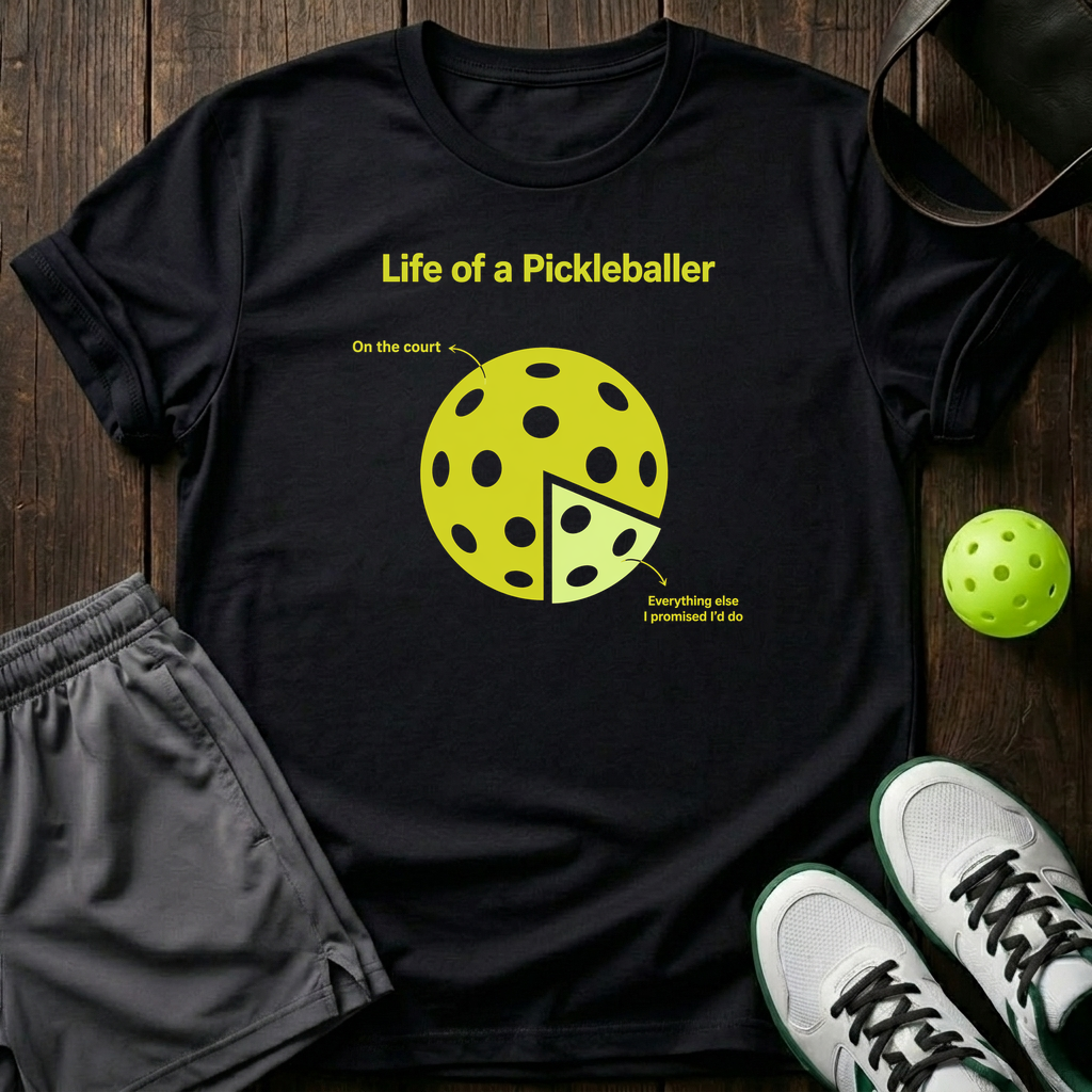 Life Of A Pickleballer T-Shirt — Black