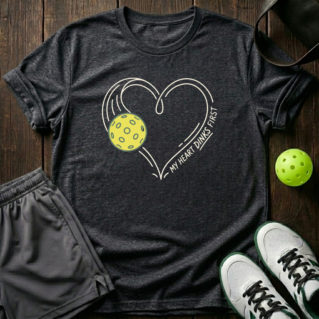 My Heart Dinks First T-Shirt — Dark Heather