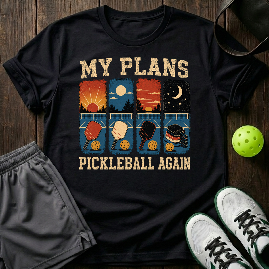 My Plans Pickleball Again T-Shirt — Black