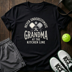 Never Underestimate Grandma At The Kitchen Line T-Shirt — Black