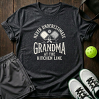 Never Underestimate Grandma At The Kitchen Line T-Shirt — Dark Heather