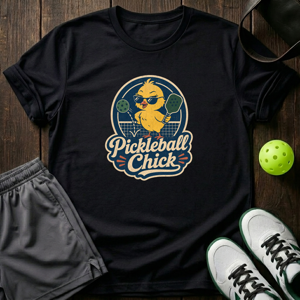 Pickleball Chick Funny Pickleball T Shirt T-Shirt — Black
