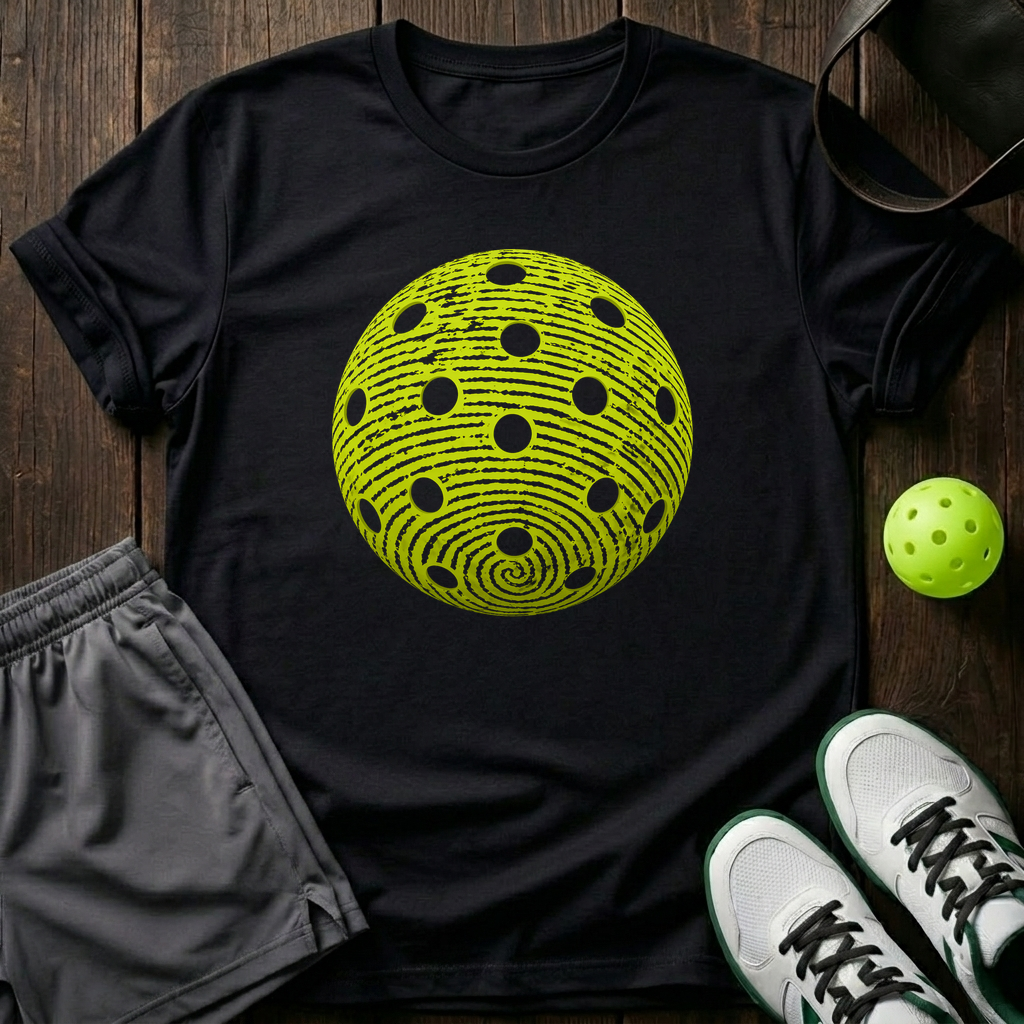 Pickleball Fingerprint T-Shirt — Black