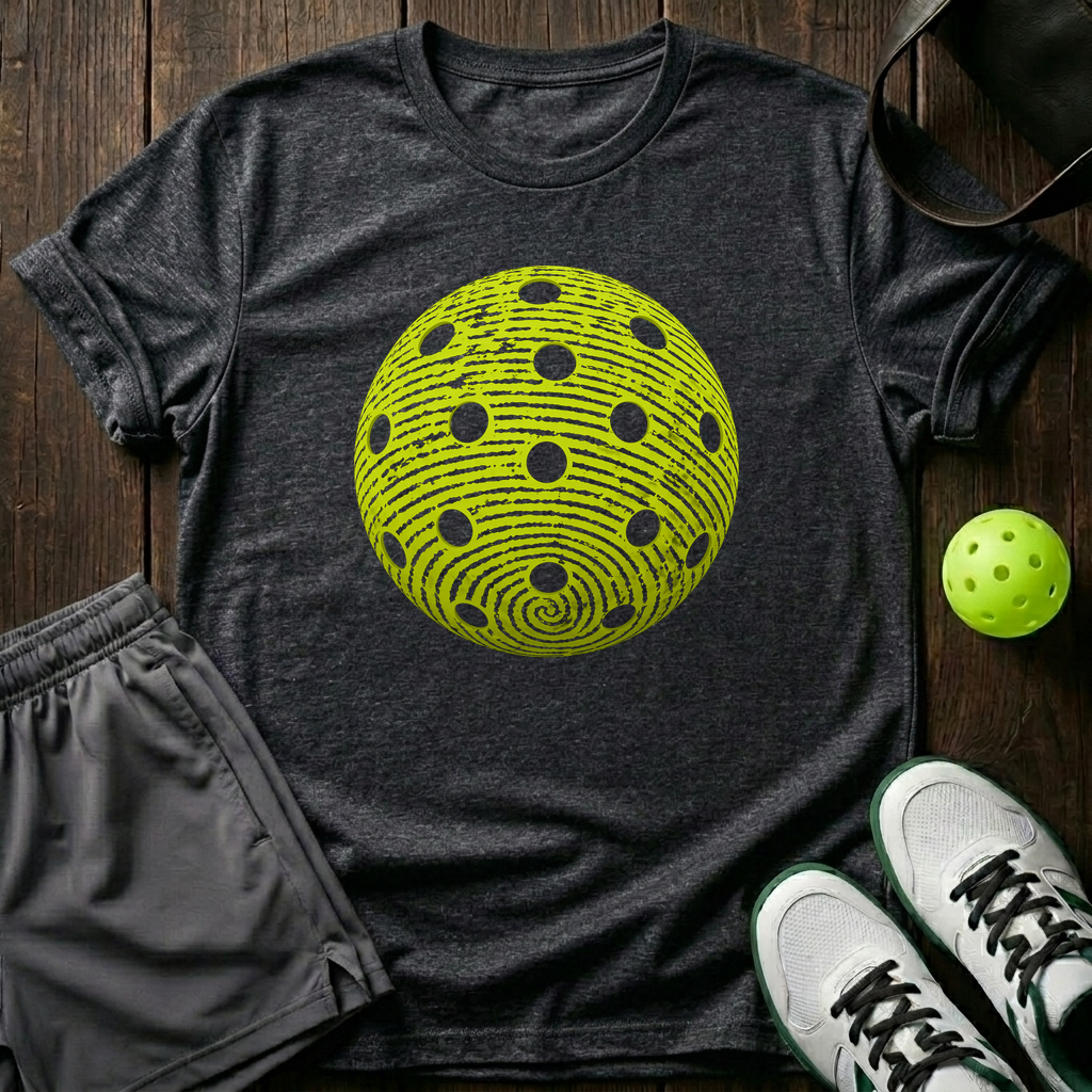Pickleball Fingerprint T-Shirt — Dark Heather