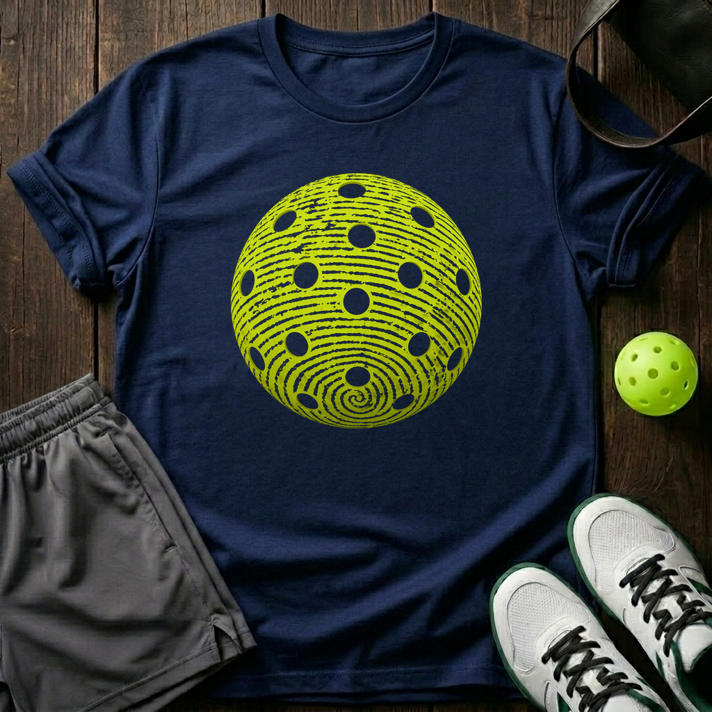 Pickleball Fingerprint T-Shirt — Navy