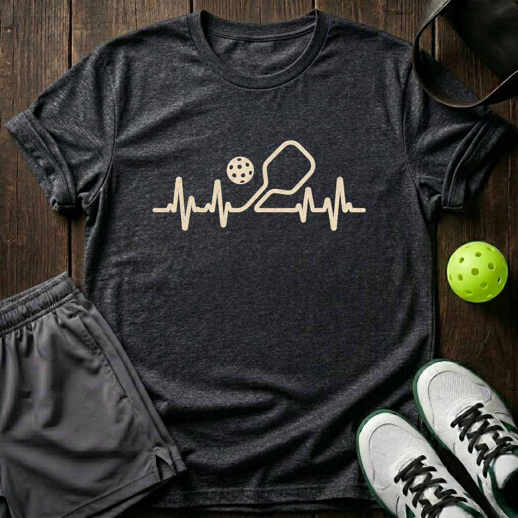 Pickleball Heartbeat T-Shirt — Dark Heather