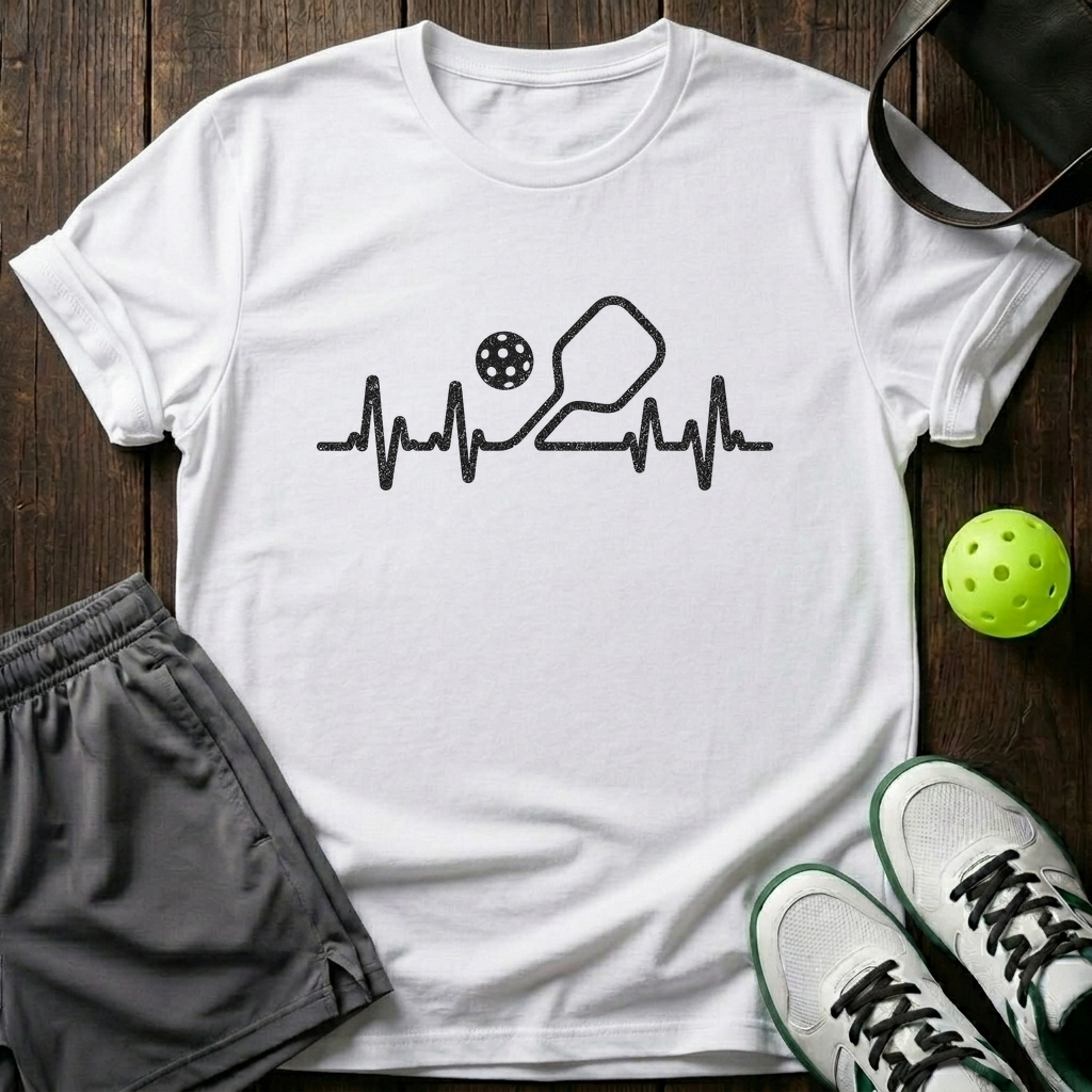 Pickleball Heartbeat T-Shirt — White