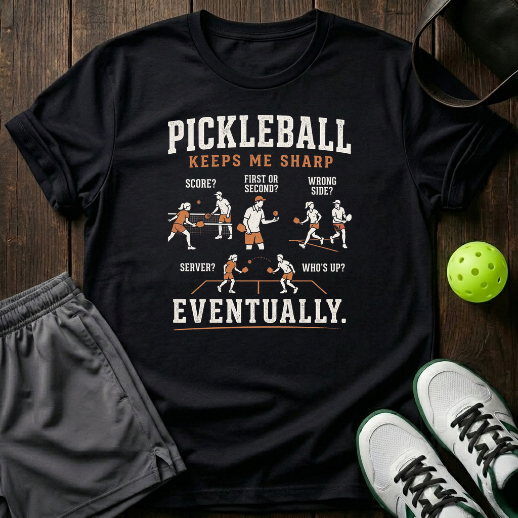 Pickleball Keep Me Sharp T-Shirt — Black