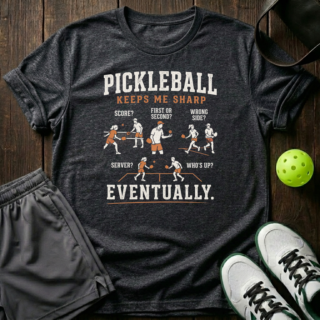 Pickleball Keep Me Sharp T-Shirt — Dark Heather