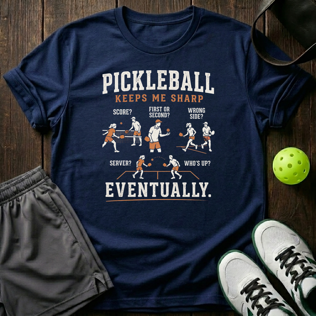 Pickleball Keep Me Sharp T-Shirt — Navy