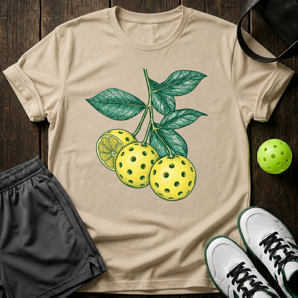 Pickleball Lemons T-Shirt — Sand