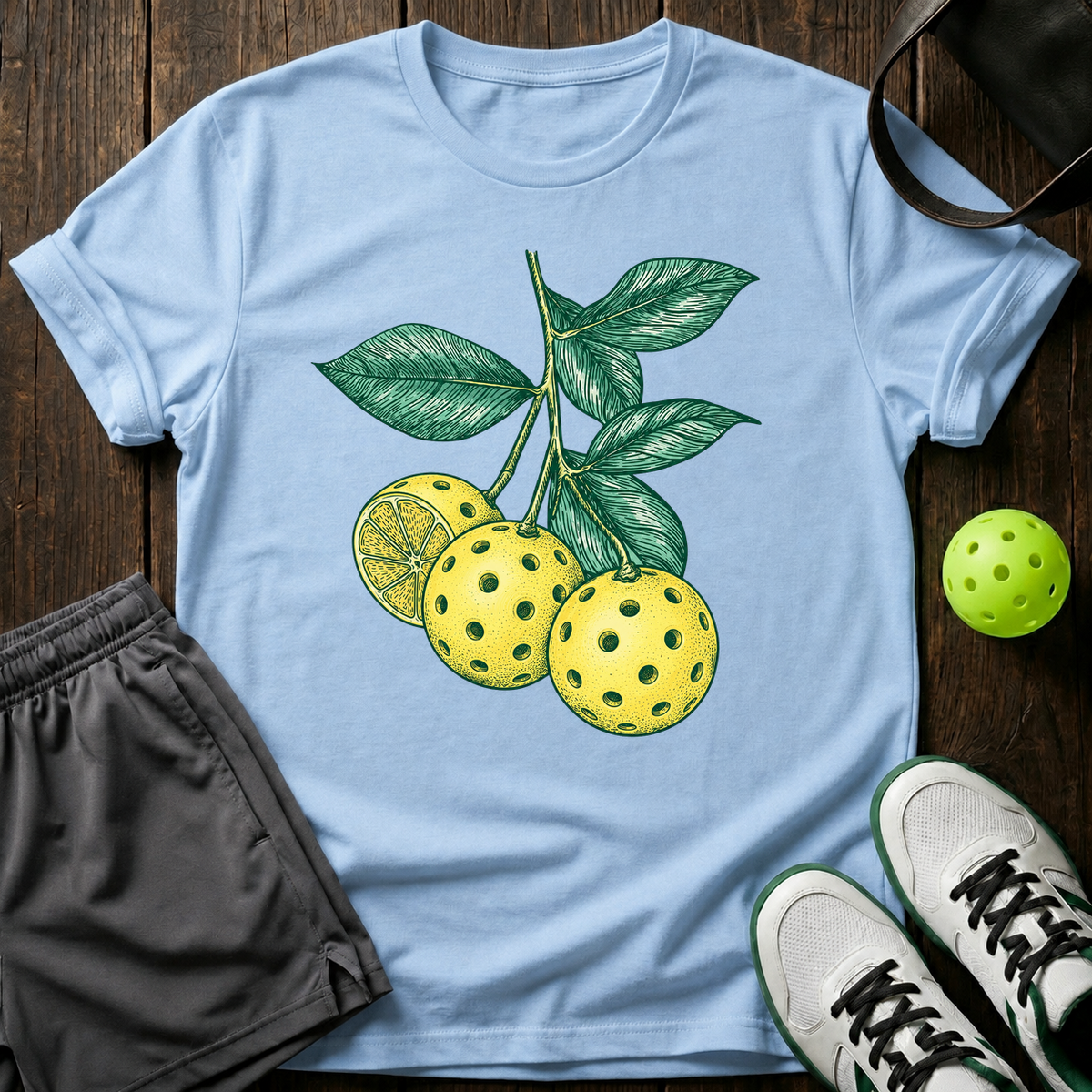 Pickleball Lemons T-Shirt — Light Blue