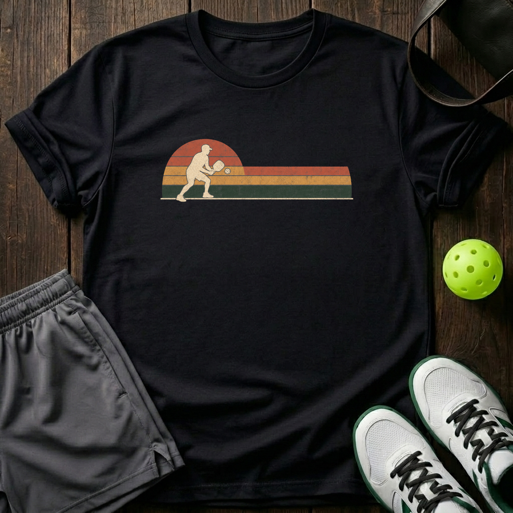 Retro Pickleball T-Shirt — Black