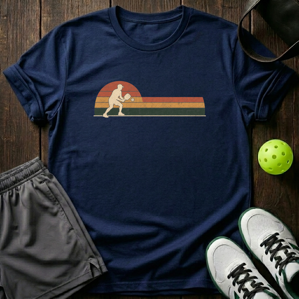 Retro Pickleball T-Shirt — Navy