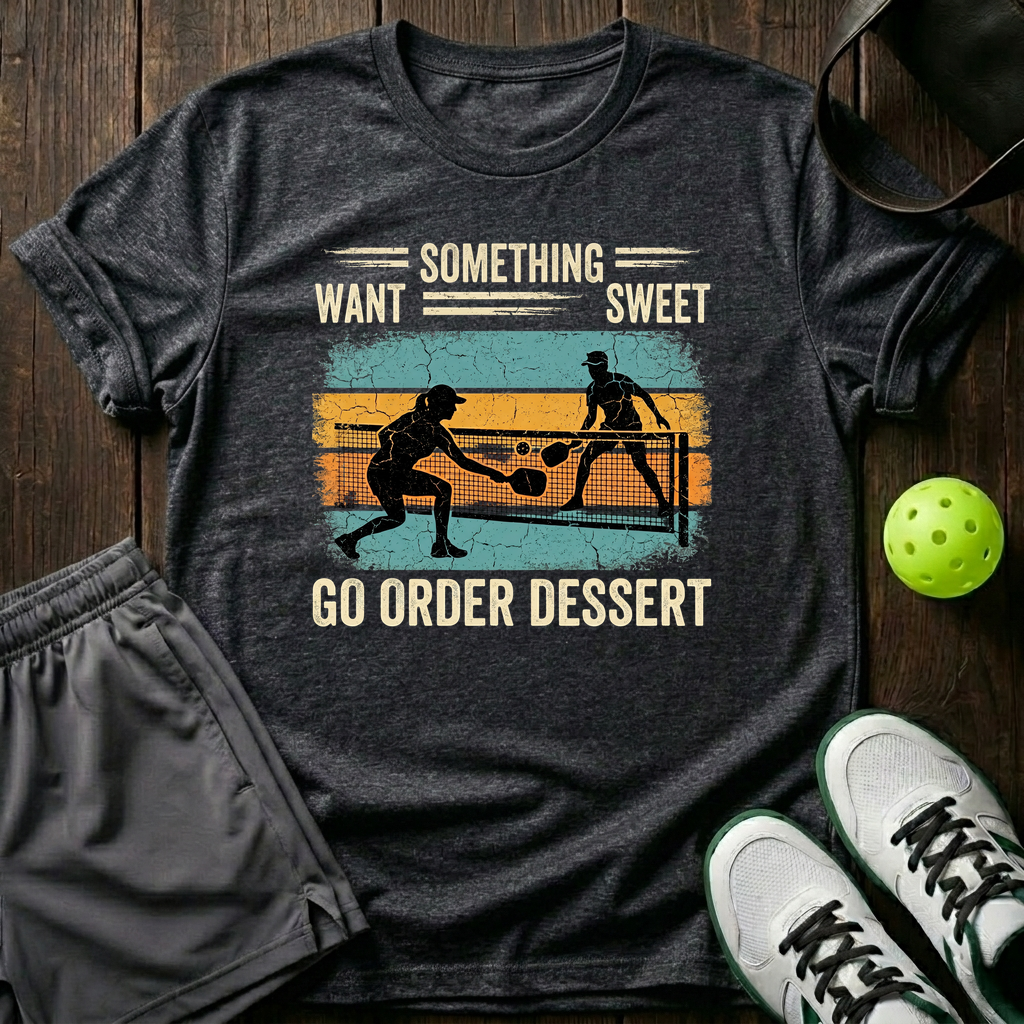 Want Something Sweet Go Order Dessert T-Shirt — Dark Heather