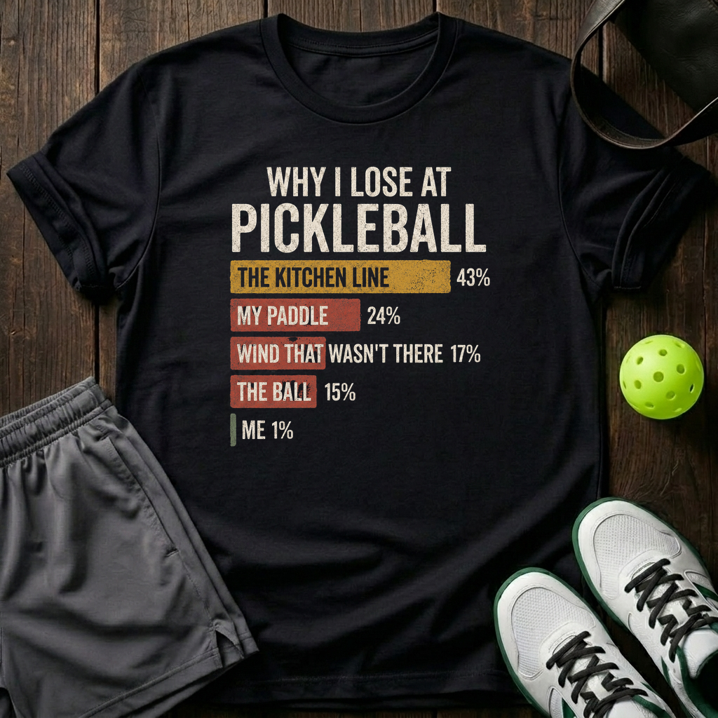 Why I Lose At Pickleball T-Shirt — Black