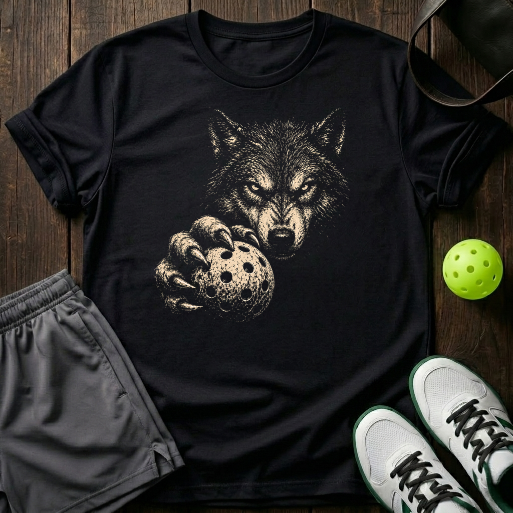 Wolf Mode Pickleball T-Shirt — Black