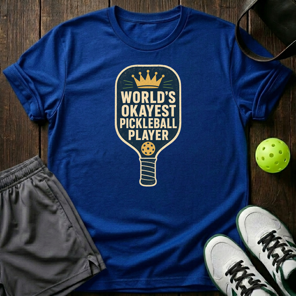 World S Okayest Pickleball Player Funny Pickle Ball T Shirt T-Shirt — Royal