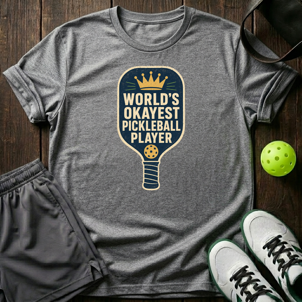 World S Okayest Pickleball Player Funny Pickle Ball T Shirt T-Shirt — Sport Grey